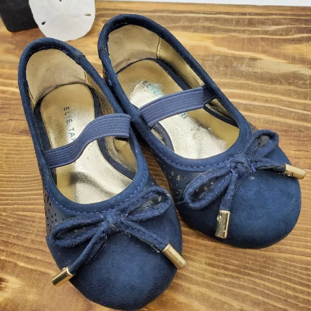 Elie Tahari Sporty Ballet Flats Navy Blue 5Y